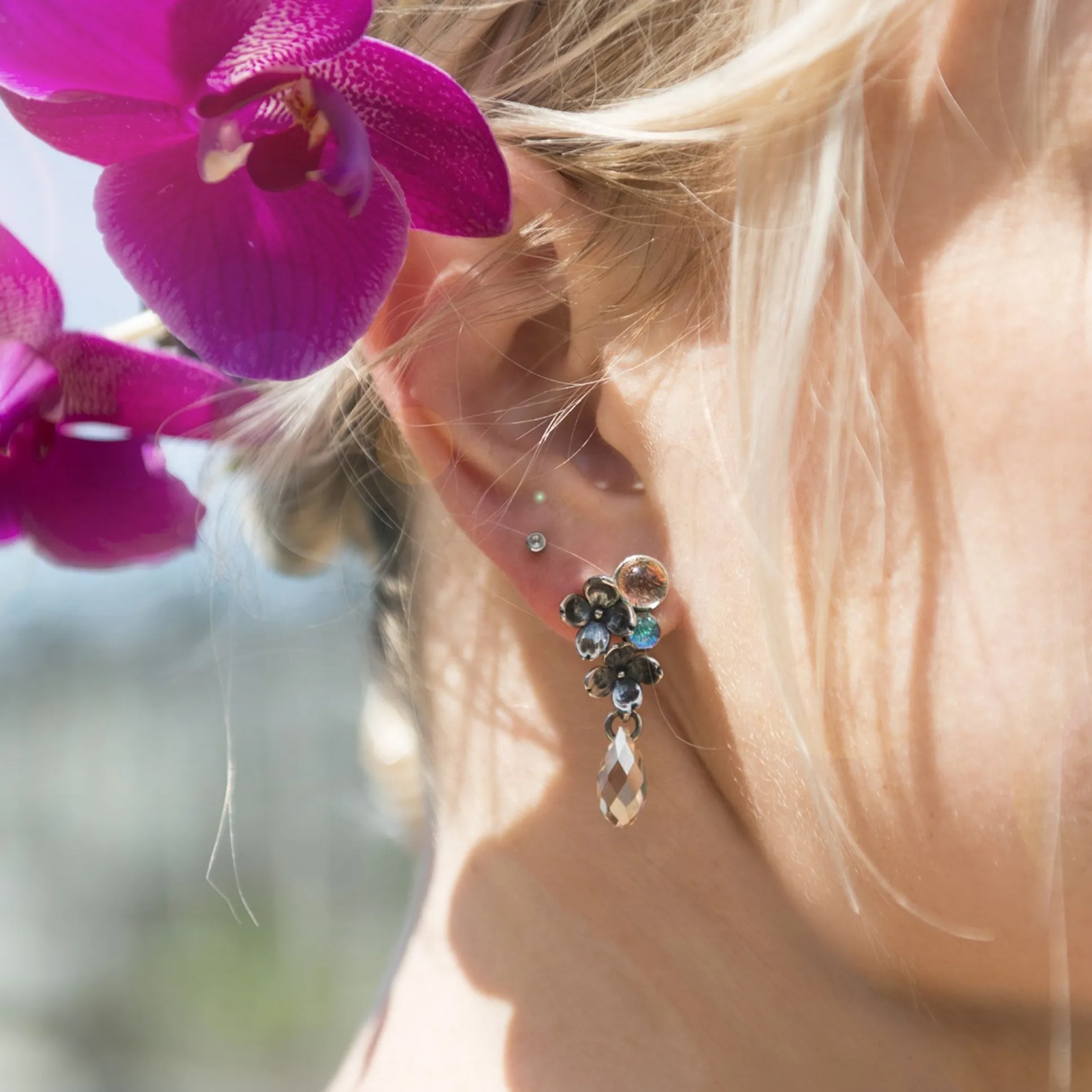 Trollbeads Earrings*Flowers, Asymmetrical Earrings