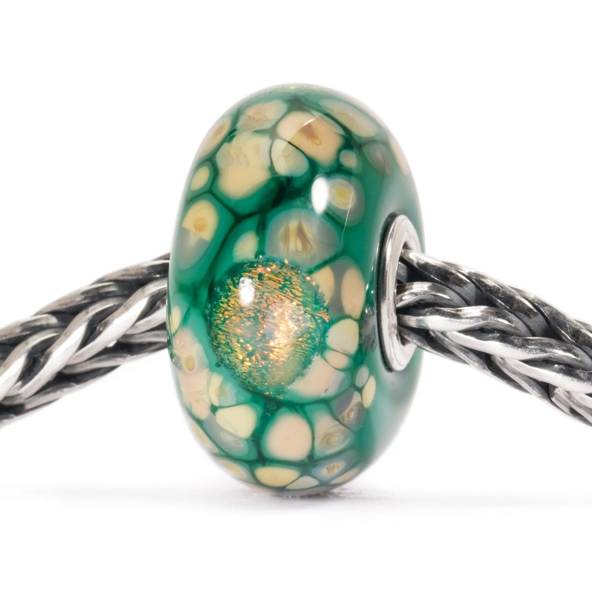 Trollbeads Beads*Green Flower Mosaic Bead