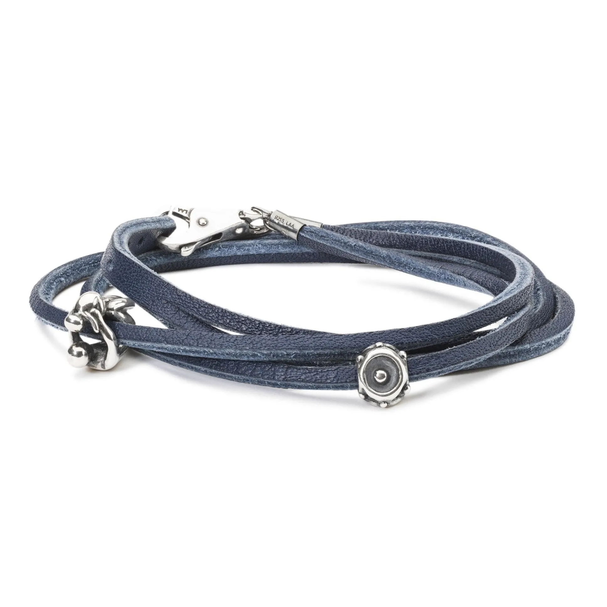 Trollbeads Bracelets*Leather Bracelet Blue/Silver