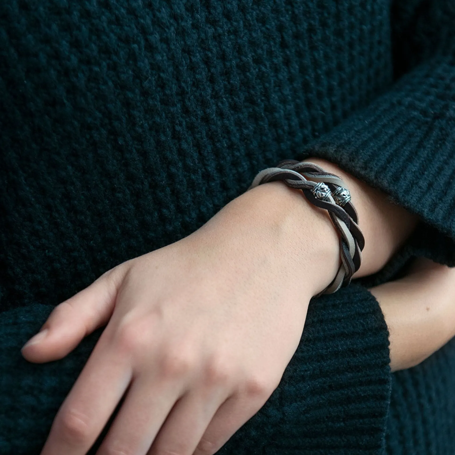 Trollbeads Bracelets*Leather Bracelet Brown/Light Grey