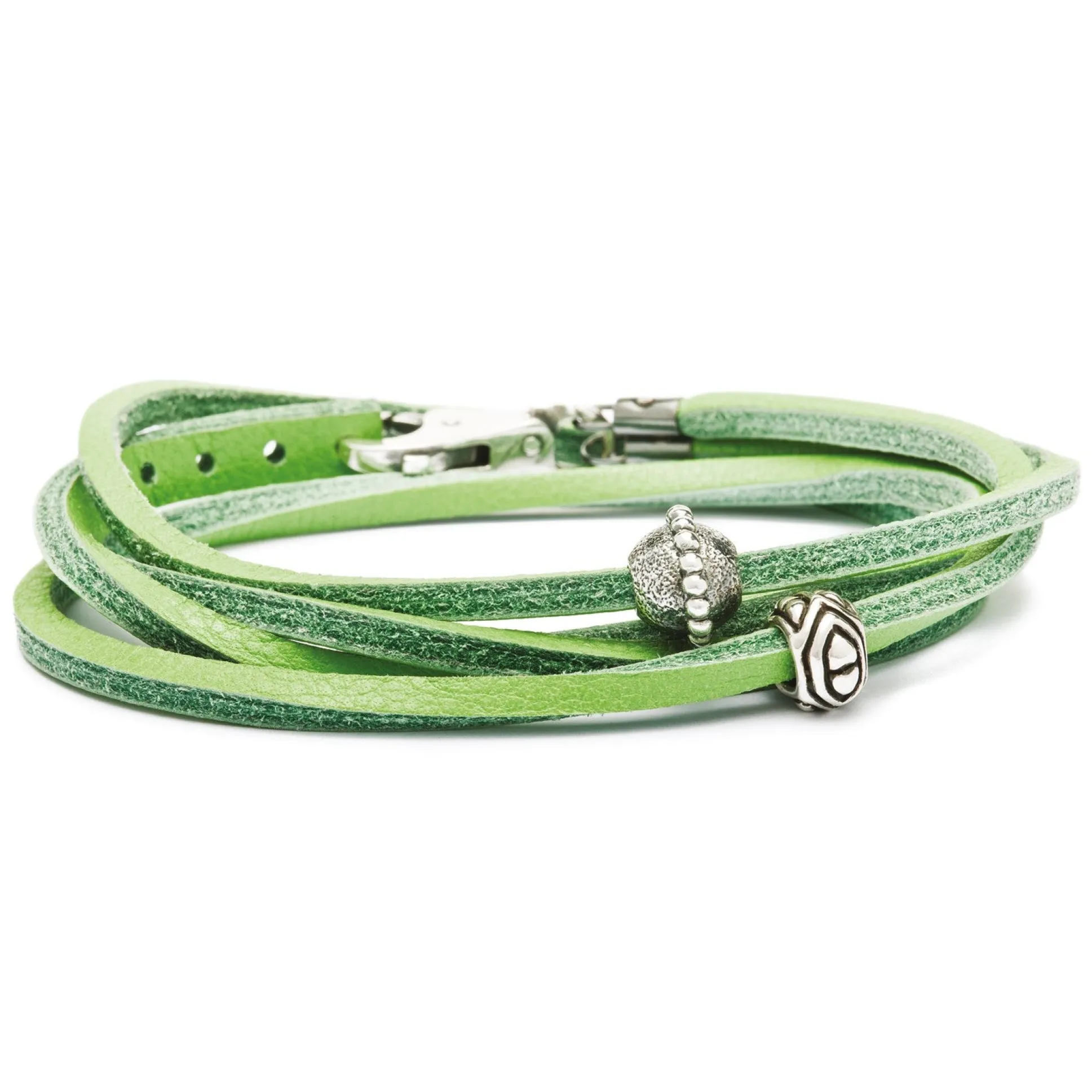 Trollbeads Bracelets*Leather Bracelet Green/Silver