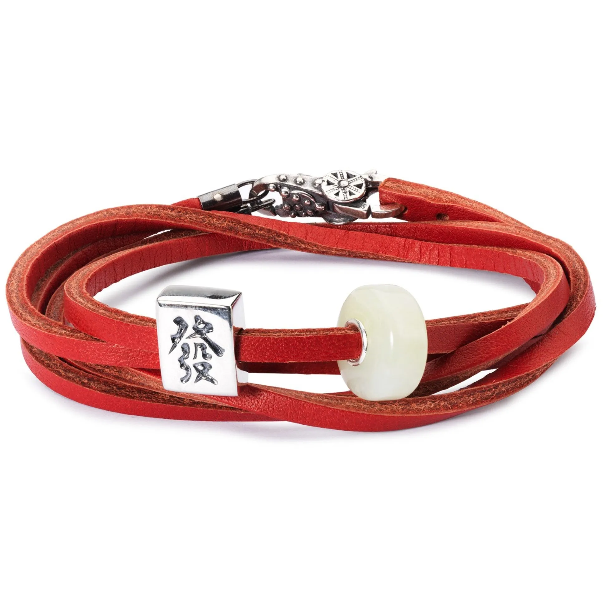 Trollbeads Bracelets*Leather Bracelet Red/Silver