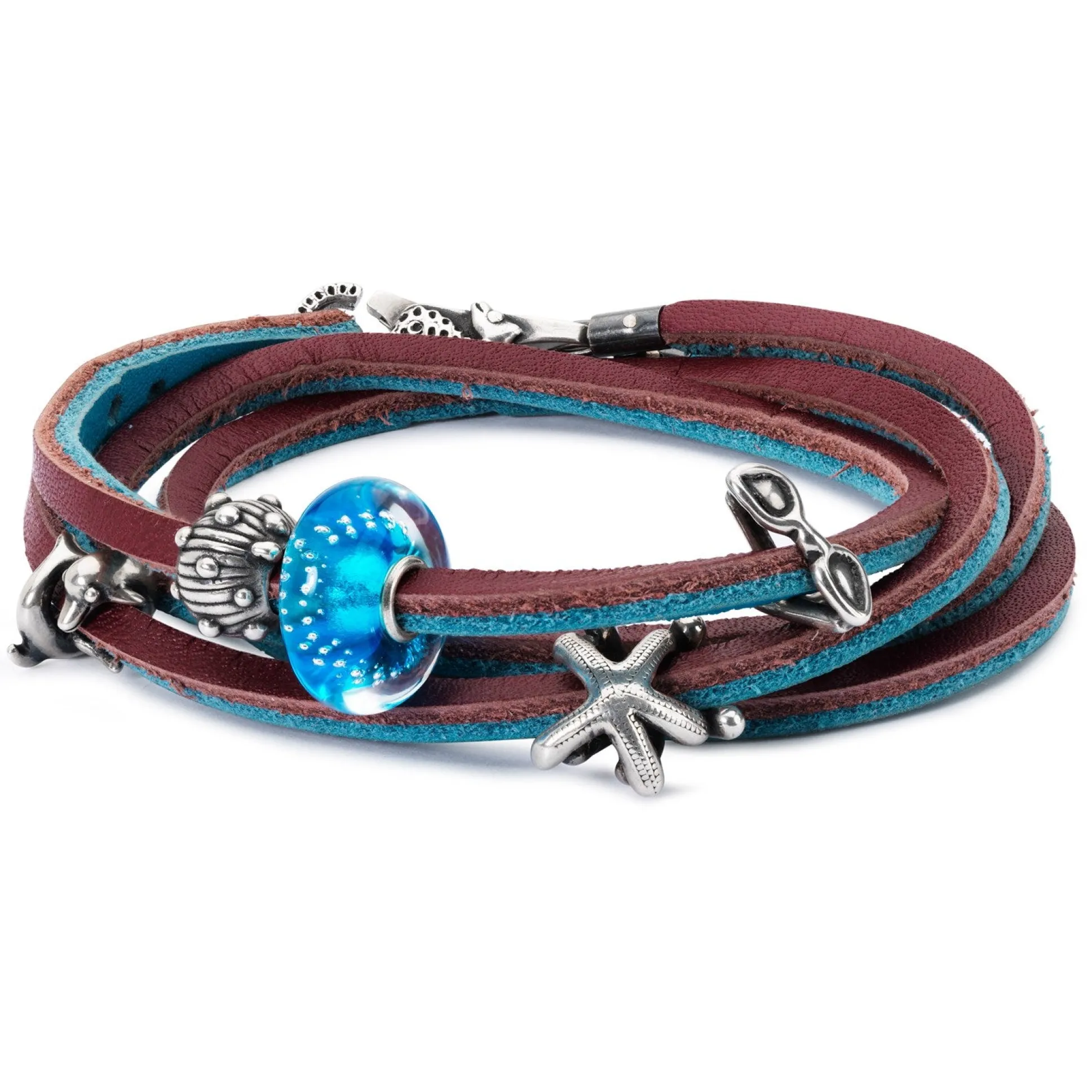 Trollbeads Bracelets*Leather Bracelet Turquoise/Plum