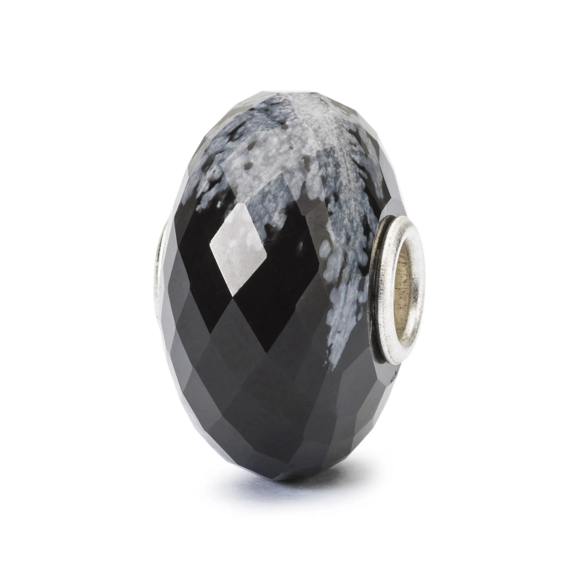 Trollbeads Beads*Snowflake Obsidian Facet Bead