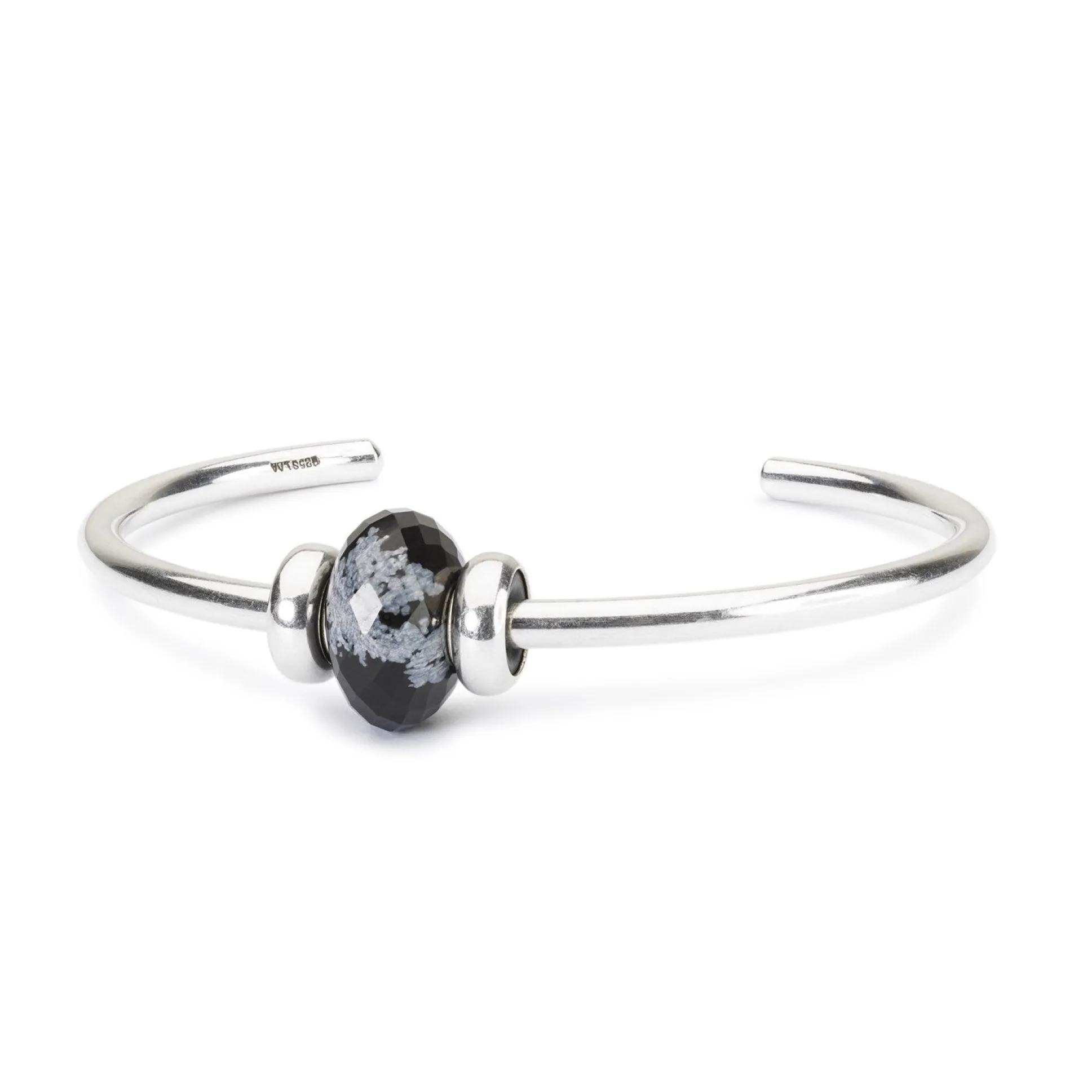Trollbeads Beads*Snowflake Obsidian Facet Bead