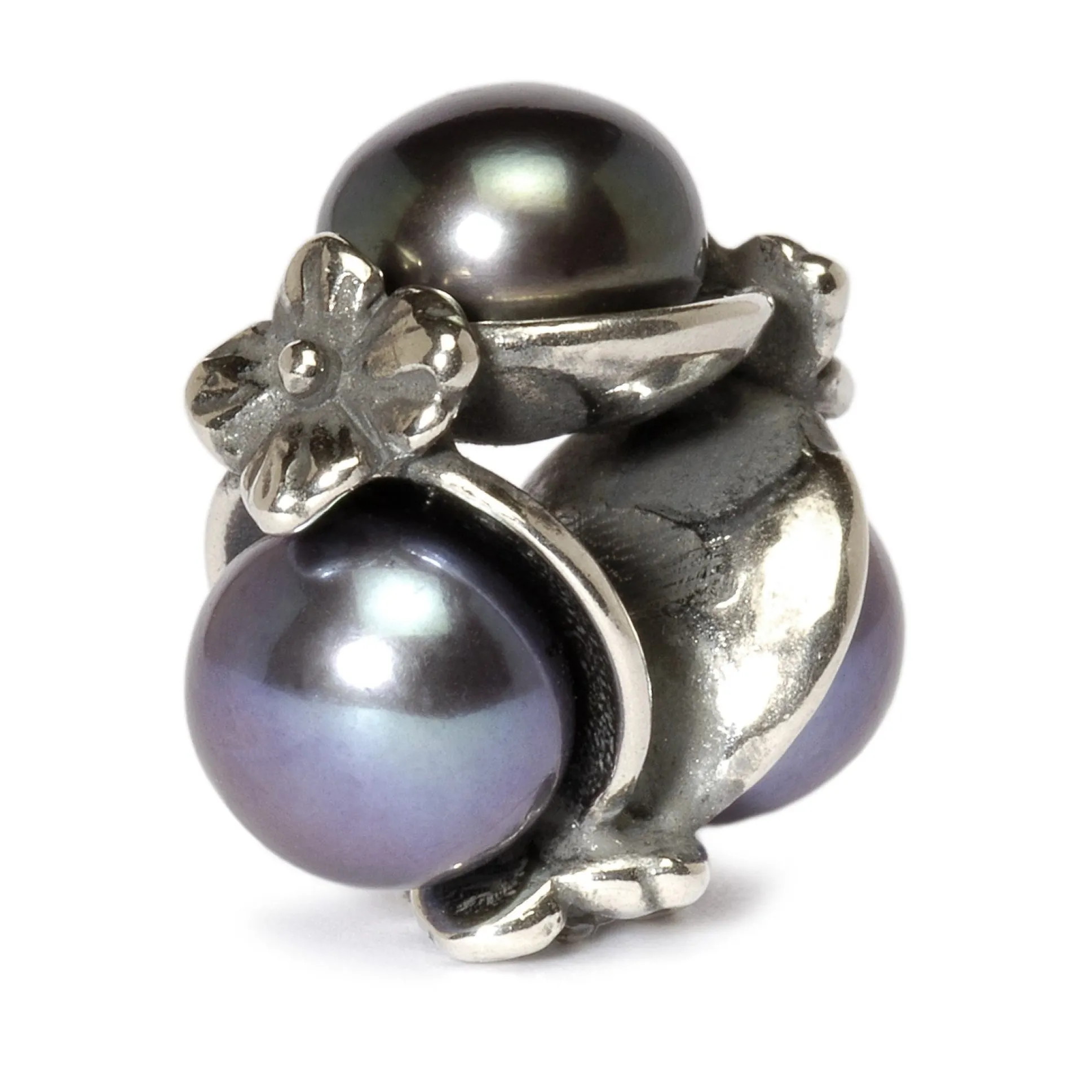 Trollbeads Beads*Triple Pearl, Black Bead