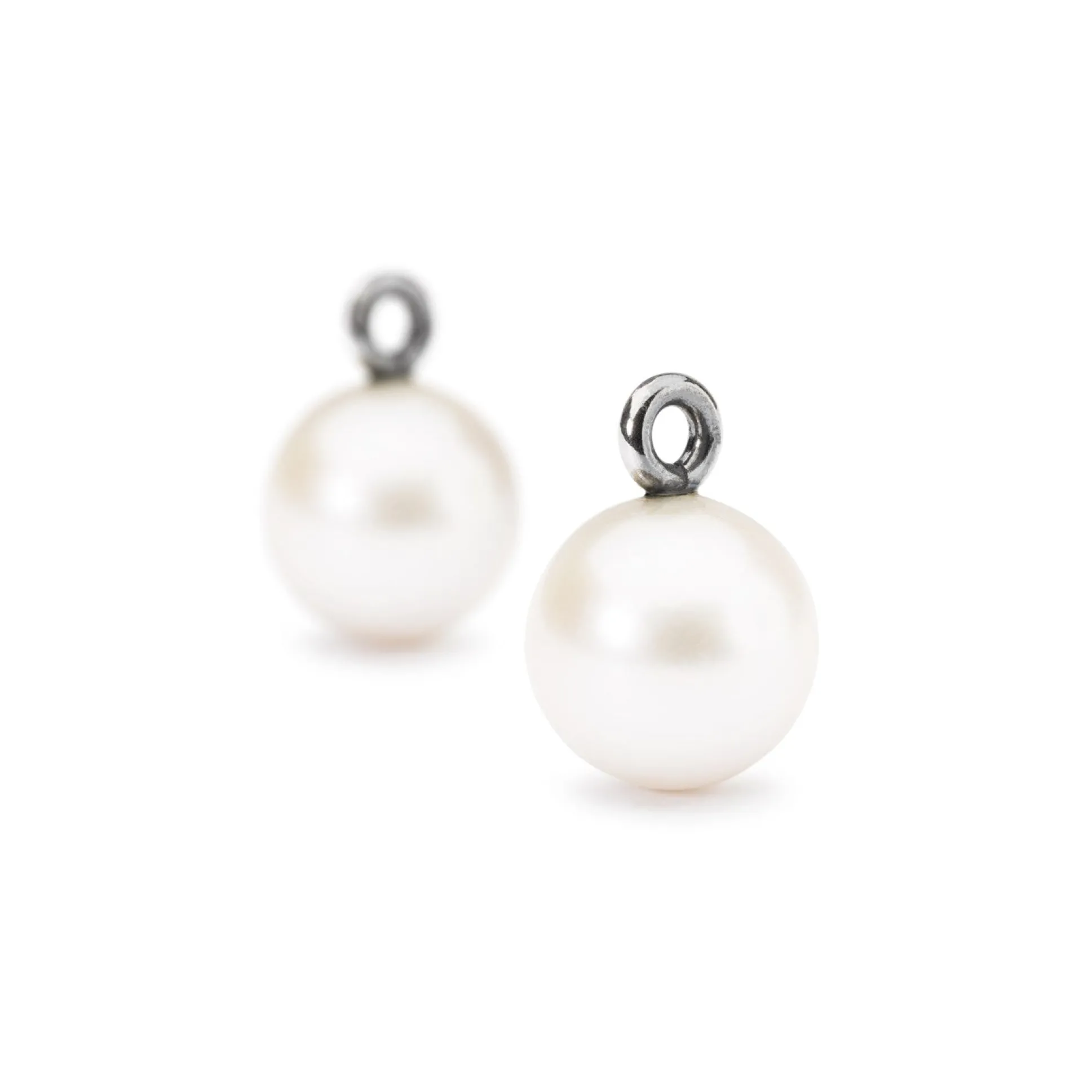 Trollbeads Earring Pendants*White Pearl Round Earring Pendants
